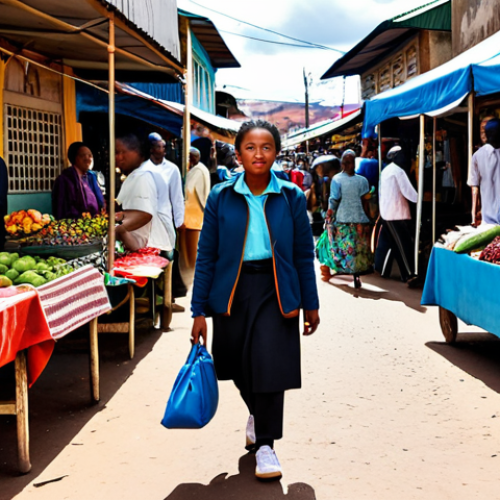Home 11 A confident, professional female traveler wearing modest, comfortable outdoor clothing, a secure cross-body bag tucked under her jacket, and proper walking shoes. She is navigating a vibrant, bustling open-air market in Antananarivo, Madagascar, with colorful stalls and diverse local people in the background. The scene is full of life and activity, showcasing discreet vigilance. The image features perfect anatomy, correct proportions, a natural pose, well-formed hands, and proper finger count. This is a high-quality professional photograph with detailed, realistic rendering. The content is fully clothed, appropriate attire, safe for work, and professional.