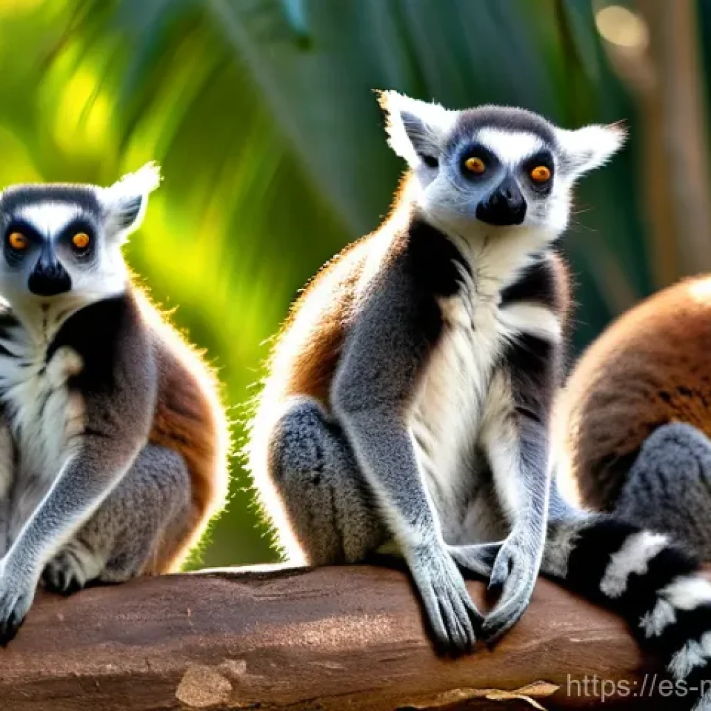 마다가스카르 레무르 원숭이 종류 및 특징 - **Prompt 1: Ring-tailed Lemurs Basking in the Morning Sun**
    "A group of ring-tailed lemurs, know...