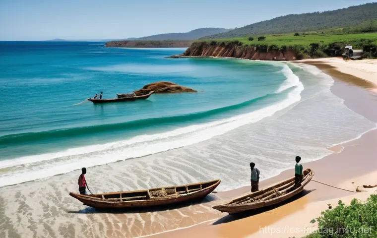 마다가스카르 해양 사고 사례 - **Prompt:** A serene, wide-angle shot of the coastline of Madagascar at dawn. In the foreground, a p... 마다가스카르 해양 사고 사례 - **Prompt:** A serene, wide-angle shot of the coastline of Madagascar at dawn. In the foreground, a p...